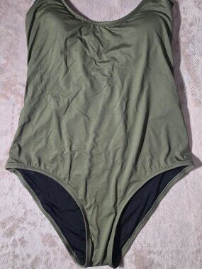 Gap Women's One-Piece Olive Green Swimsuit Control V Neck Size Small